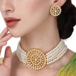 Load image into Gallery viewer, White Gold Plated Pearl Work Choker For Women
