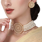 Load image into Gallery viewer, White Gold Plated Pearl Work Choker For Women
