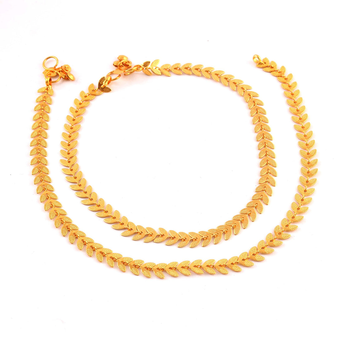 Gold Plated Leaf Design Anklet
