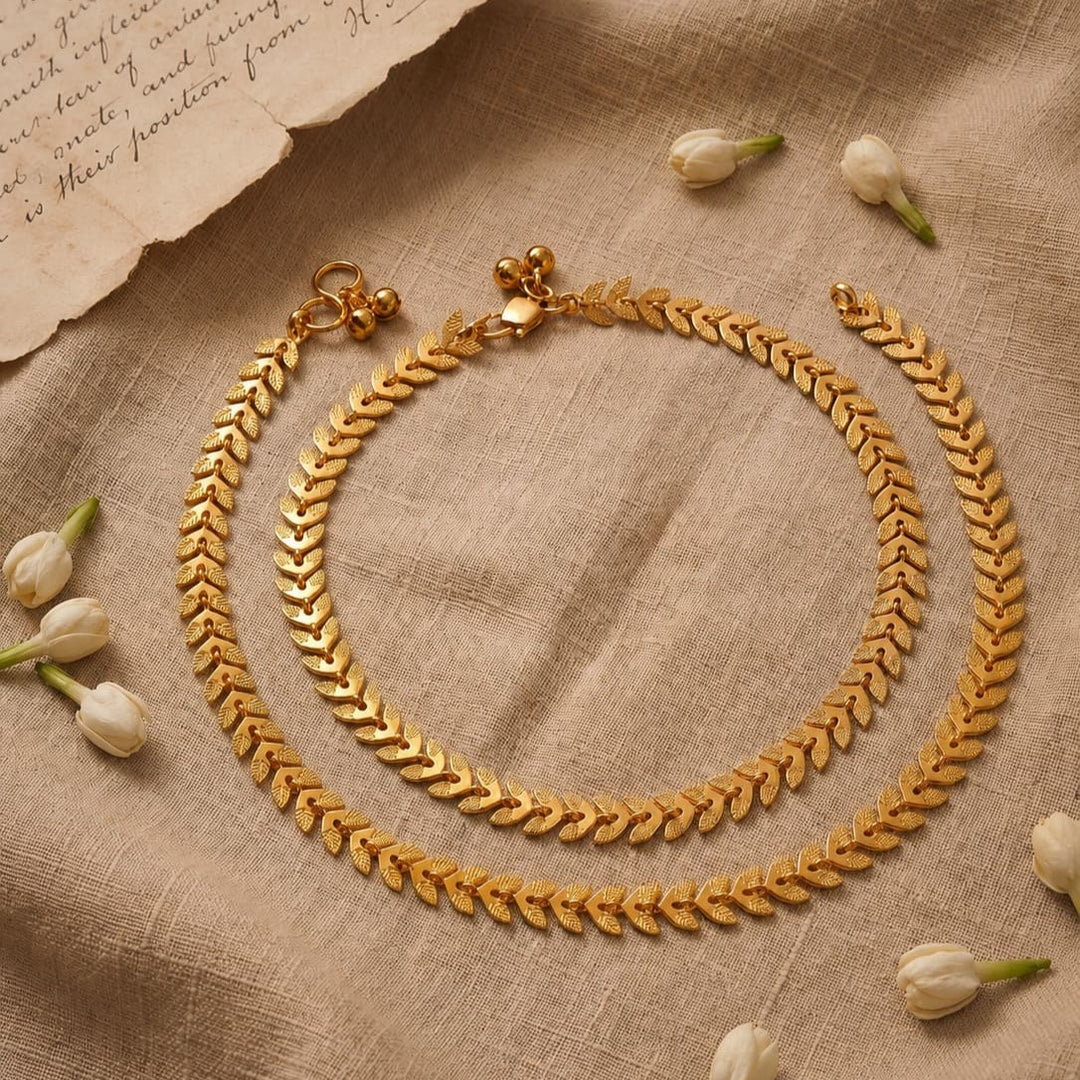 Gold Plated Leaf Design Anklet