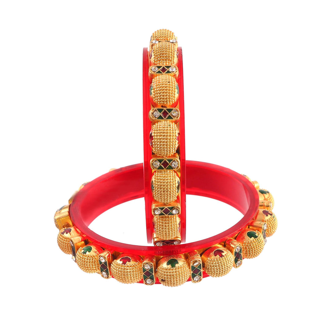 Multicolor Gold Plated Ad Handmade Meena Back Side Seep Work Bangle For Women