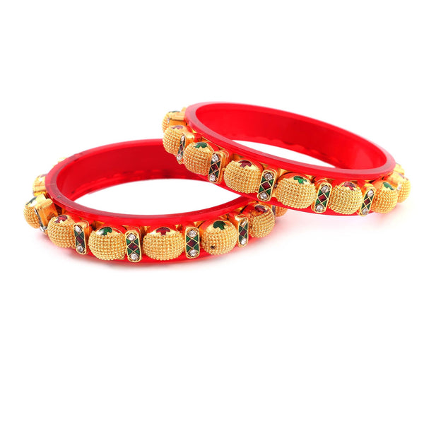 Multicolor Gold Plated Ad Handmade Meena Back Side Seep Work Bangle For Women