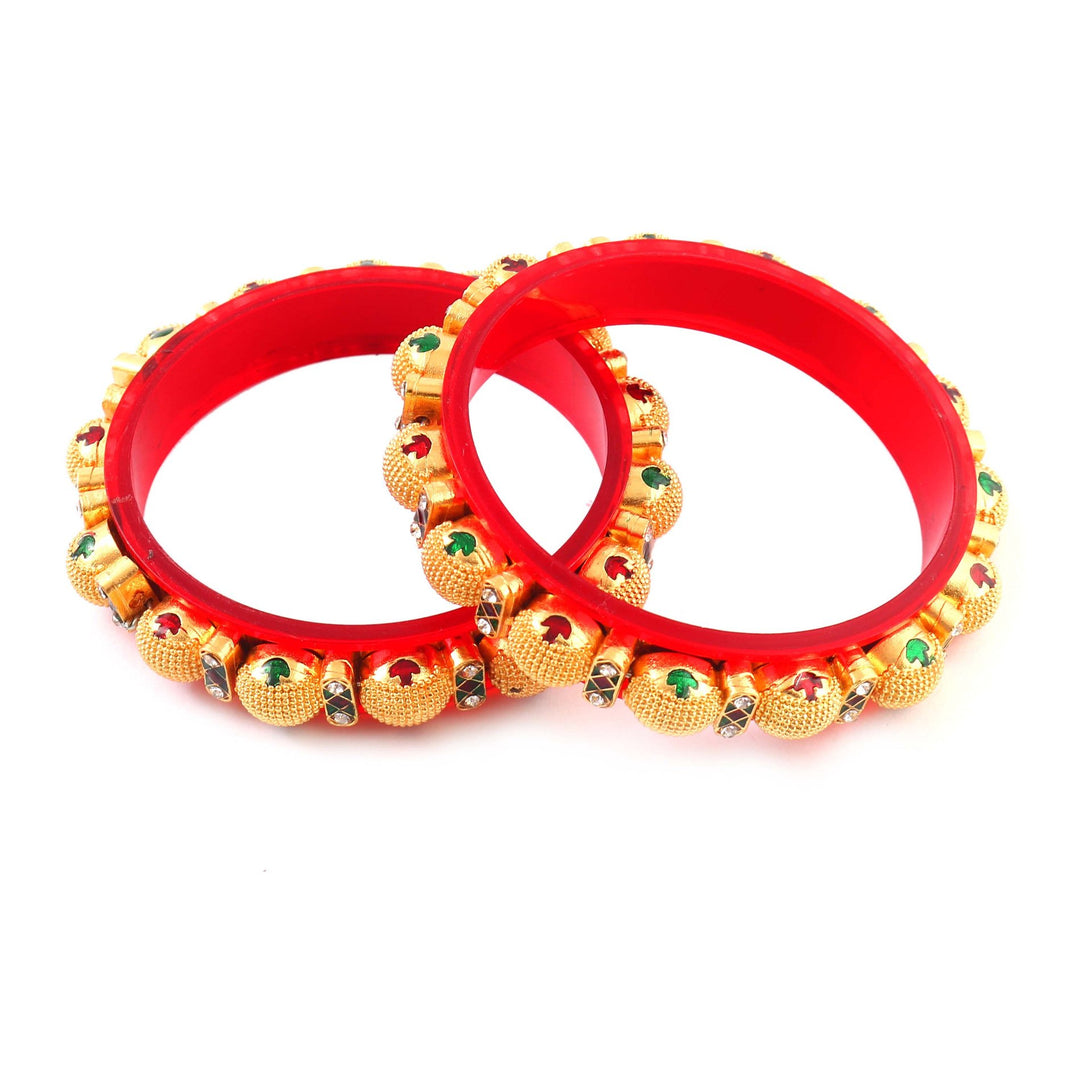 Multicolor Gold Plated Ad Handmade Meena Back Side Seep Work Bangle For Women