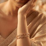 Load image into Gallery viewer, Set of 2 Gold Plated Silver Glitter Brass Bangle
