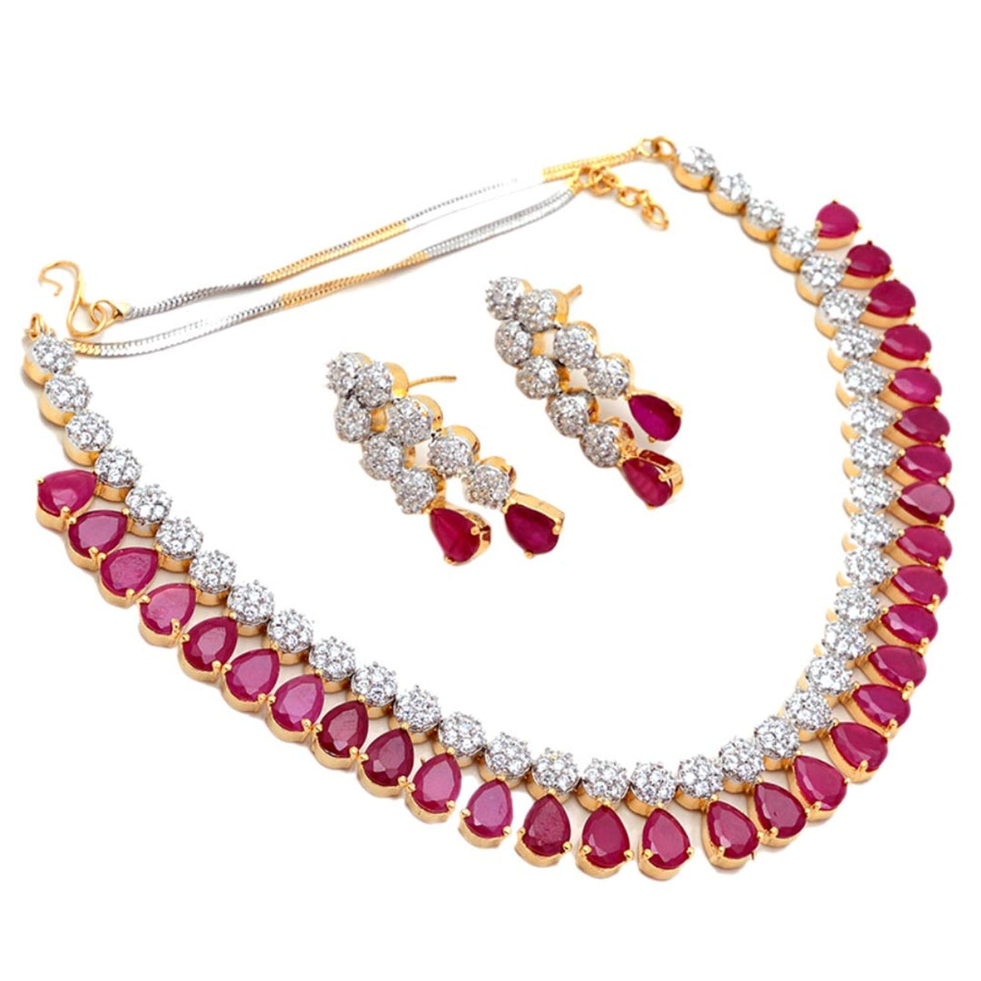 Gold and Silver Plated  American Diamond and Cubic Zirconia Jewelry Set