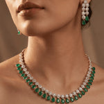 Load image into Gallery viewer, Gold and Silver Plated  American Diamond and Cubic Zirconia Jewelry Set
