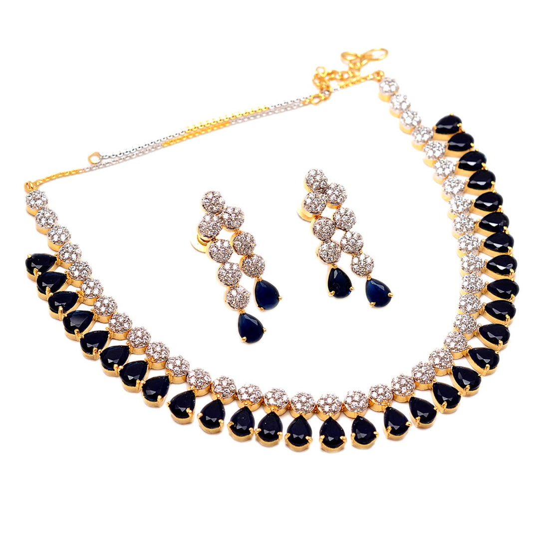 Gold and Silver Plated  American Diamond and Cubic Zirconia Jewelry Set