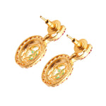 Load image into Gallery viewer, Gold-Plated Ad Cz Ruby Emerald-Studded &amp; Pearl Studded Jewellery Set
