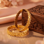 Load image into Gallery viewer, Gold Plated Leaf Design Bangles For Women (2 Piece)
