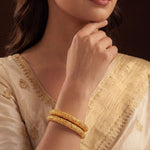 Load image into Gallery viewer, Gold Plated Leaf Design Bangles For Women (2 Piece)
