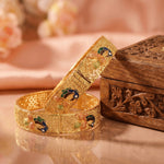 Load image into Gallery viewer, Gold Plated Peacock Design Handmade Meena Work Bangle For Women (2 Piece)
