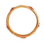 Load image into Gallery viewer, Gold Plated Red Stones Flower Design Handmade Work Bangle For Women (2 Piece)
