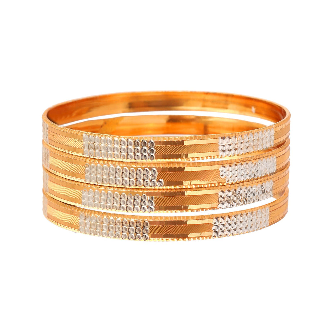 White & Gold Two Tone Gold Plated Bangle For Women