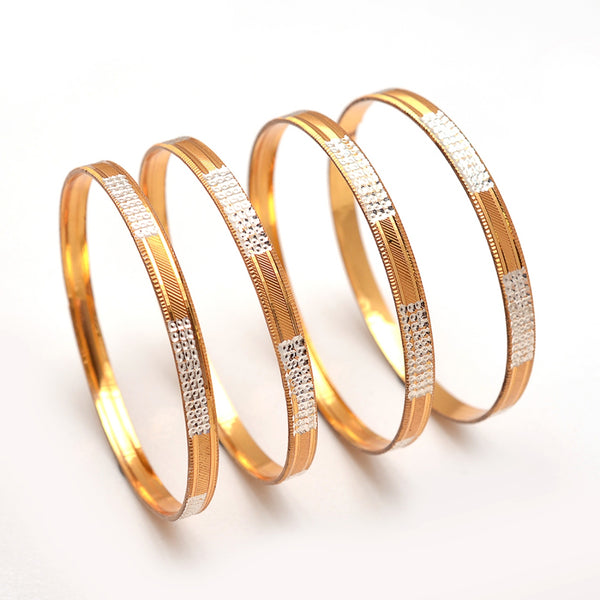 White & Gold Two Tone Gold Plated Bangle For Women