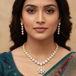 Load image into Gallery viewer, Gold-Plated White AD-Studded Jewellery Set
