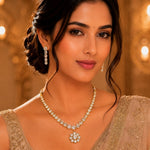 Load image into Gallery viewer, Gold-Plated White AD-Studded Jewellery Set
