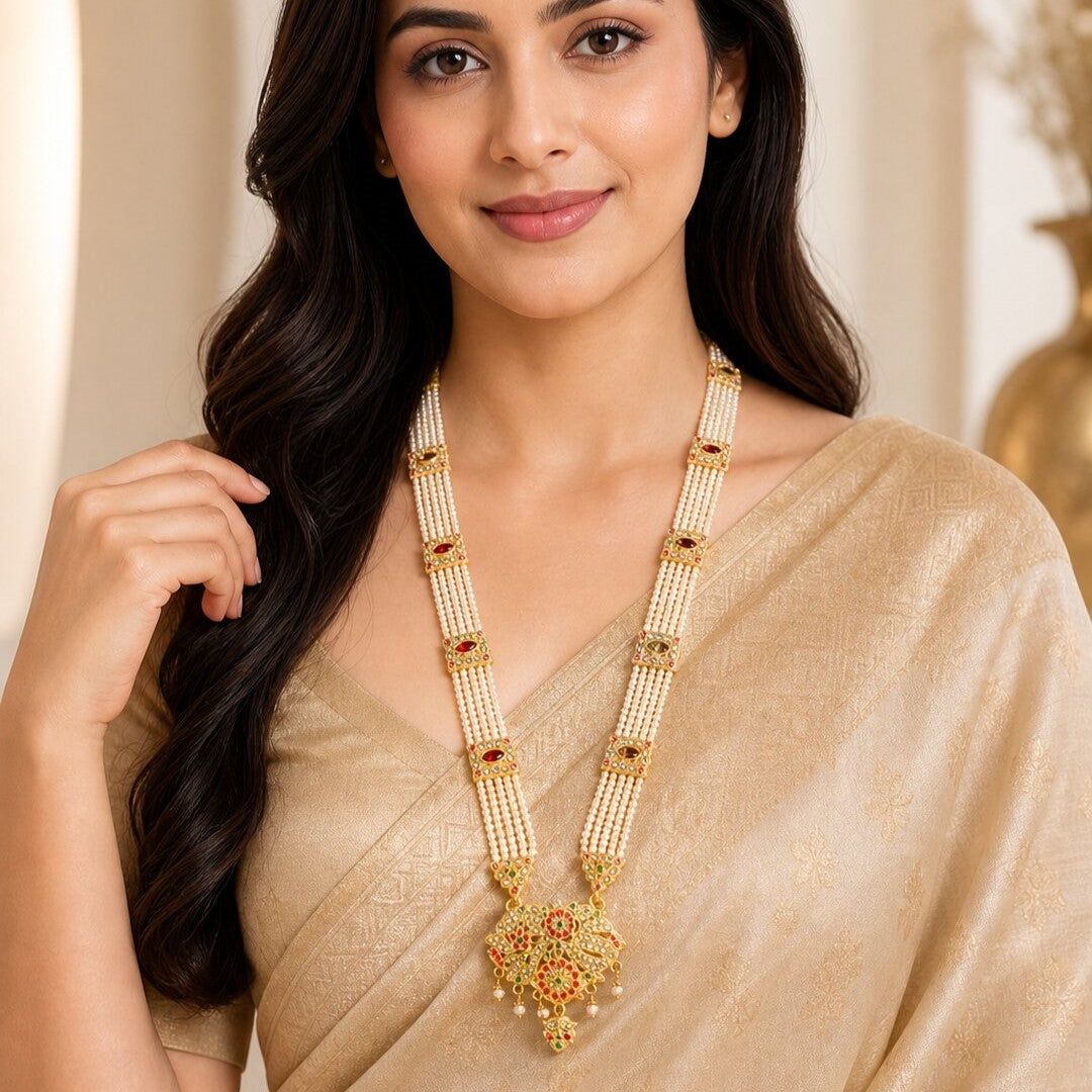 White & Gold Multi Gemstone Jewelry For Women