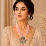 Load image into Gallery viewer, Gold-Plated White Kundan Studded &amp; Crystals Beaded Long Jewellery Set
