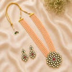 Load image into Gallery viewer, Gold-Plated White Kundan Studded &amp; Crystals Beaded Long Jewellery Set
