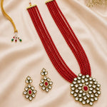 Load image into Gallery viewer, Gold-Plated White Kundan Studded &amp; Crystals Beaded Long Jewellery Set
