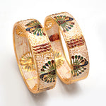 Load image into Gallery viewer, White Peacock Design Handmade Meena Work Gold Plated Bangle For Women
