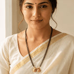 Load image into Gallery viewer, Gold Plated Handmade Meena Work Geru Black Beads Mangalsutra For Women
