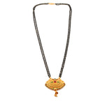 Load image into Gallery viewer, Gold Plated Handmade Meena Work Geru Black Beads Mangalsutra For Women
