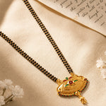 Load image into Gallery viewer, Gold Plated Handmade Meena Work Geru Black Beads Mangalsutra For Women
