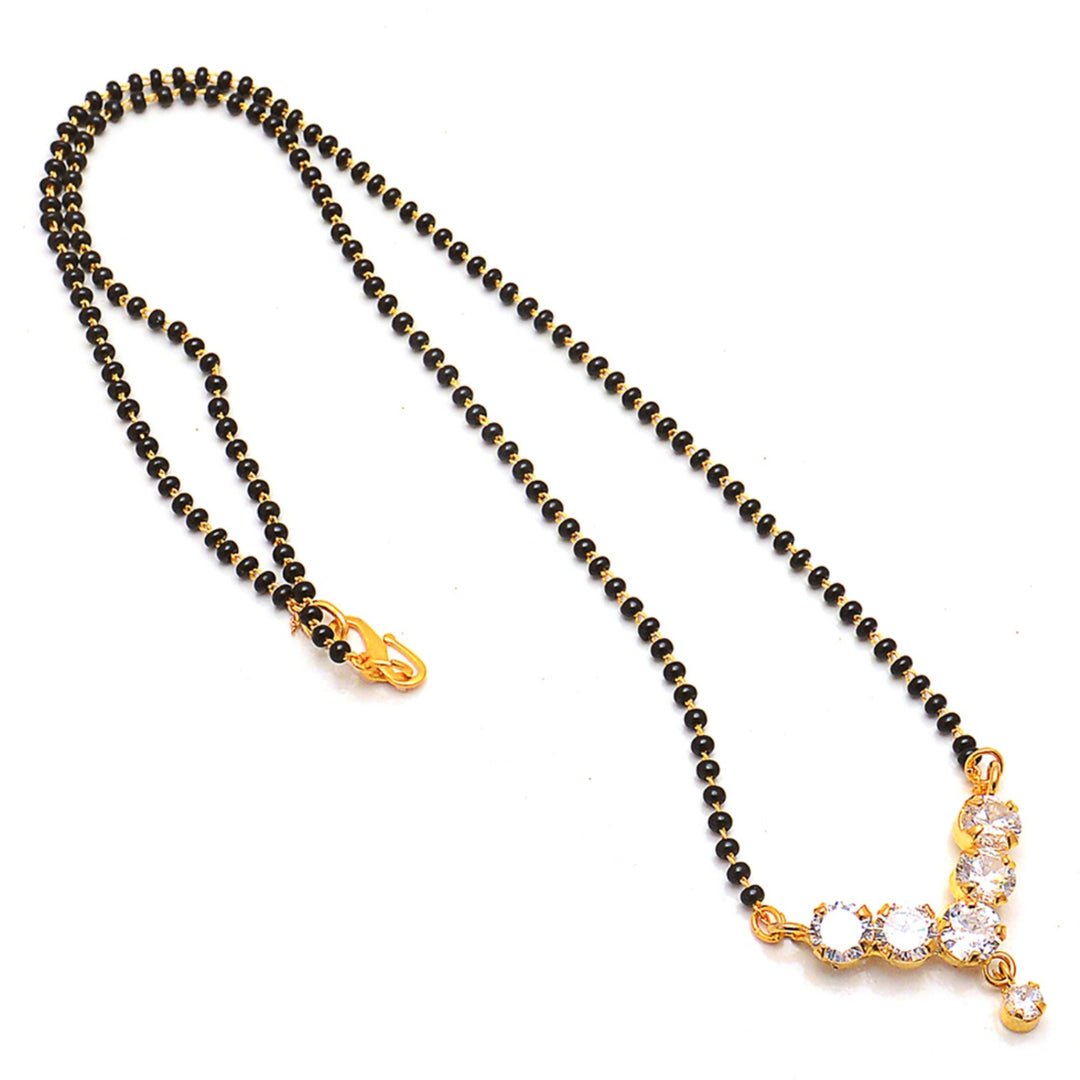 Gold Plated Black Beads Mangalsutra Women
