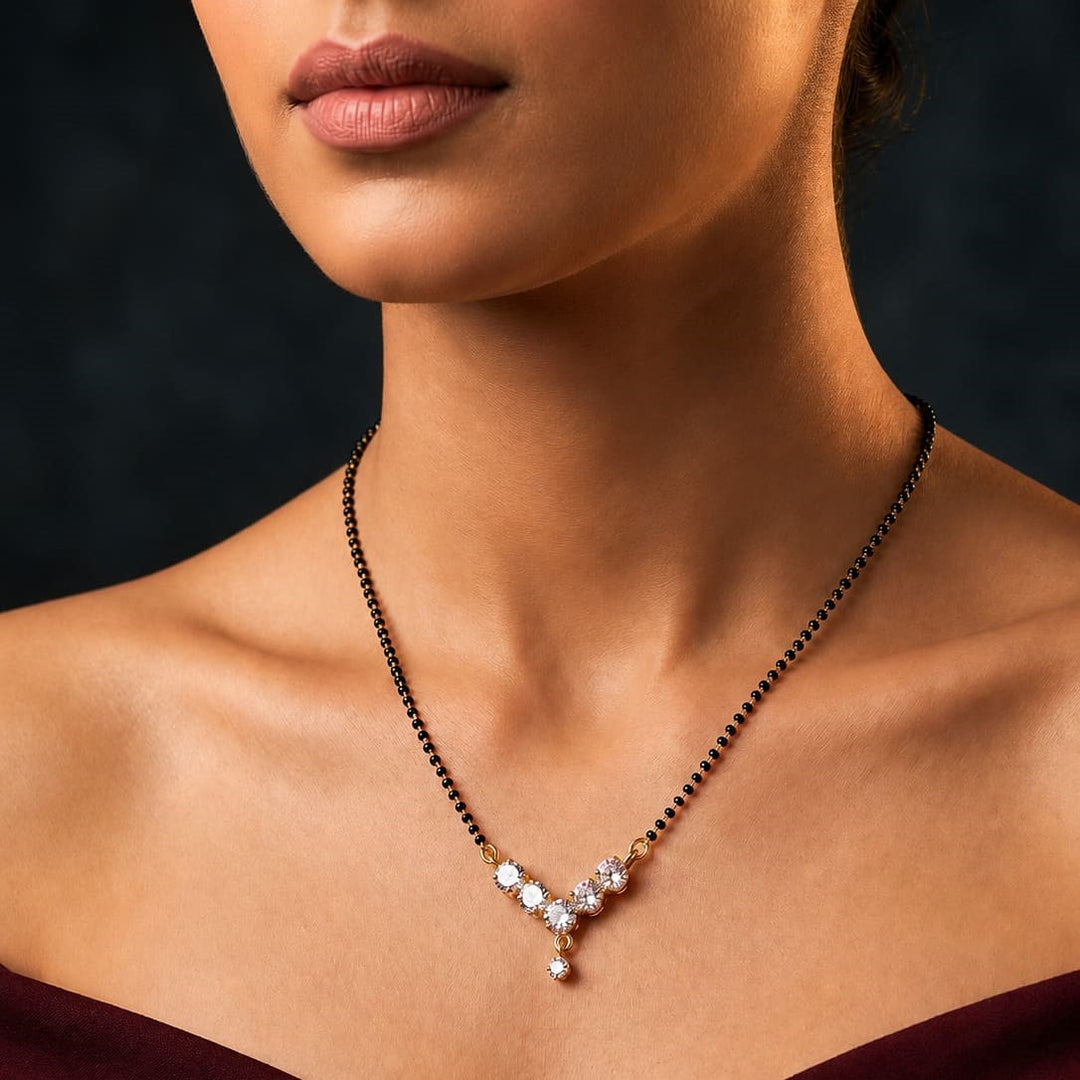 Gold Plated Black Beads Mangalsutra Women