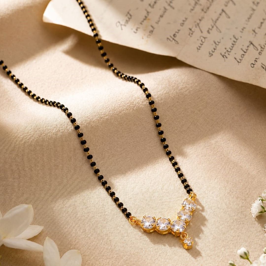 Gold Plated Black Beads Mangalsutra Women