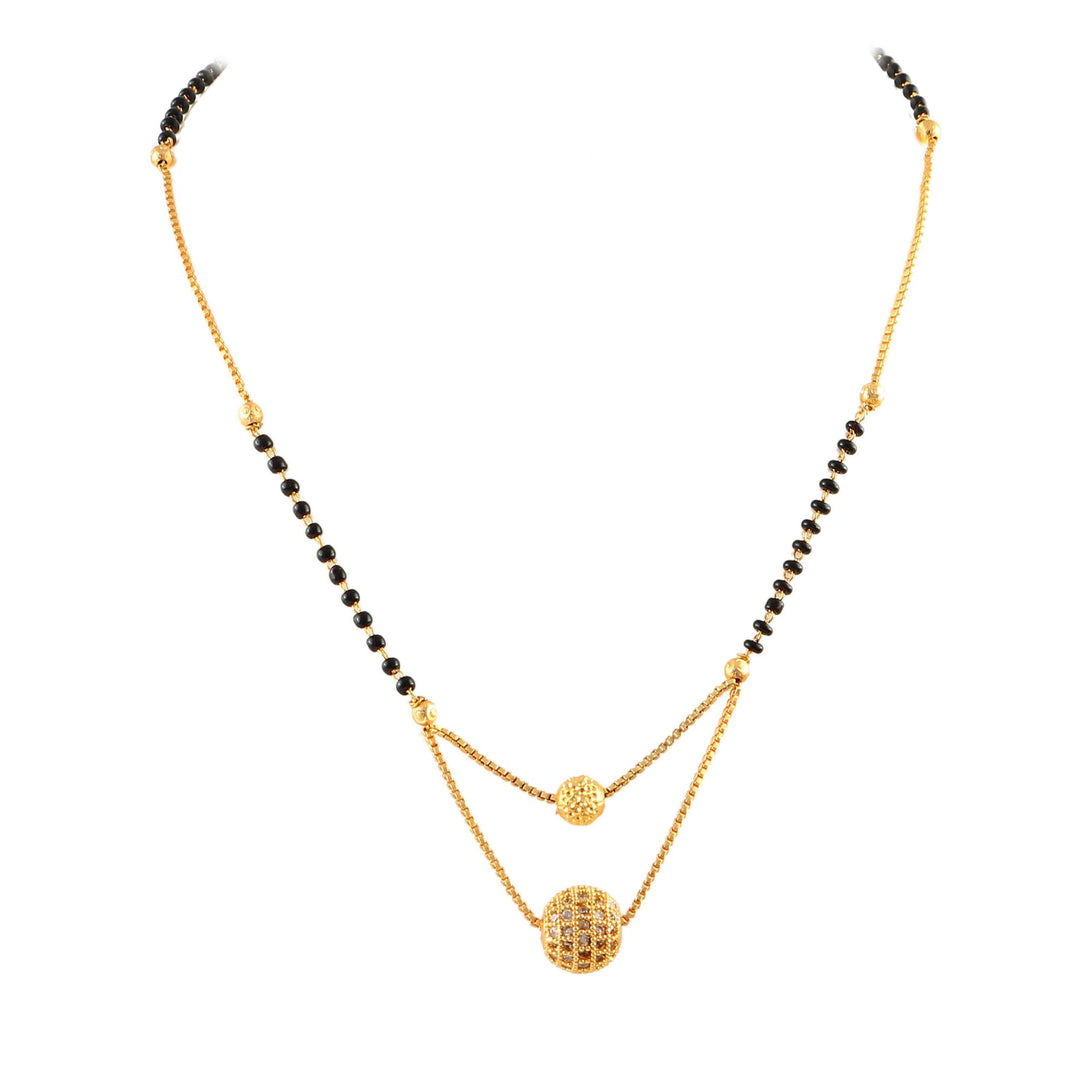 Silver & Gold Plated Black Beads Mangalsutra Women