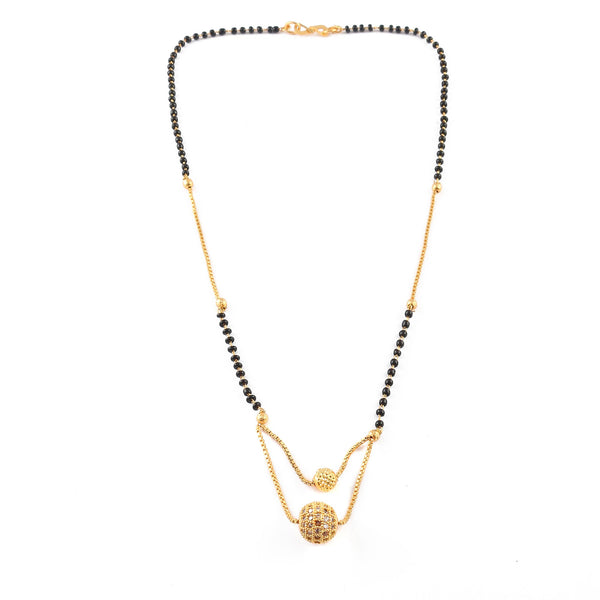 Silver & Gold Plated Black Beads Mangalsutra Women