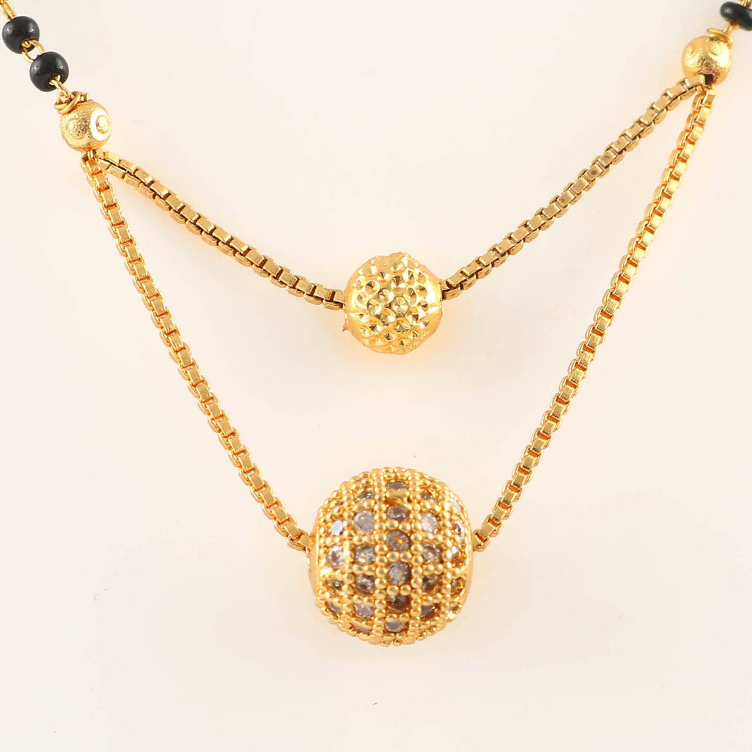 Silver & Gold Plated Black Beads Mangalsutra Women