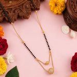 Load image into Gallery viewer, Silver &amp; Gold Plated Black Beads Mangalsutra Women
