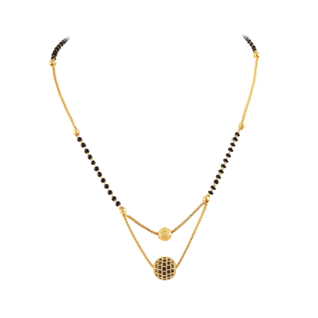 Gold Plated Black Beads Mangalsutra Women