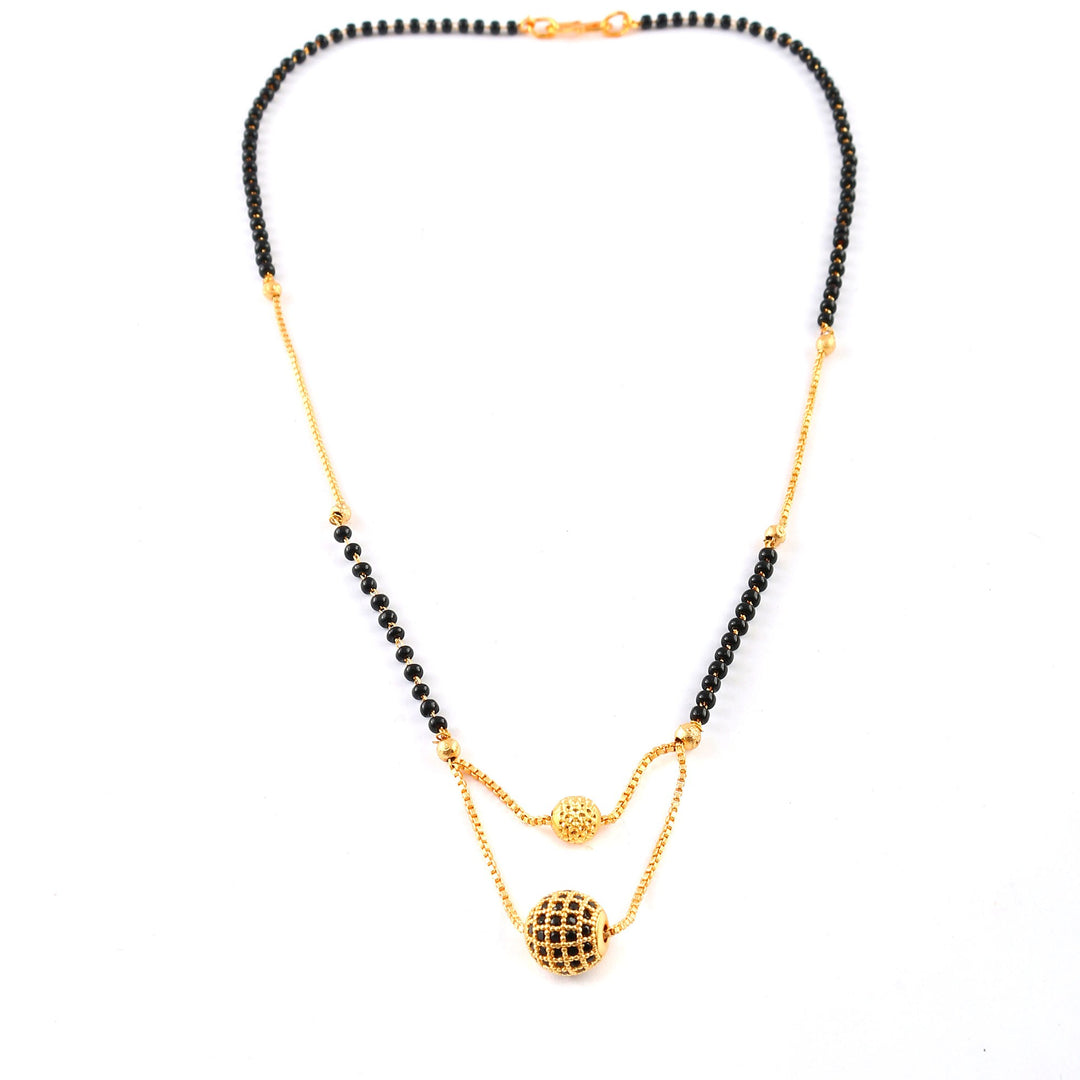 Gold Plated Black Beads Mangalsutra Women
