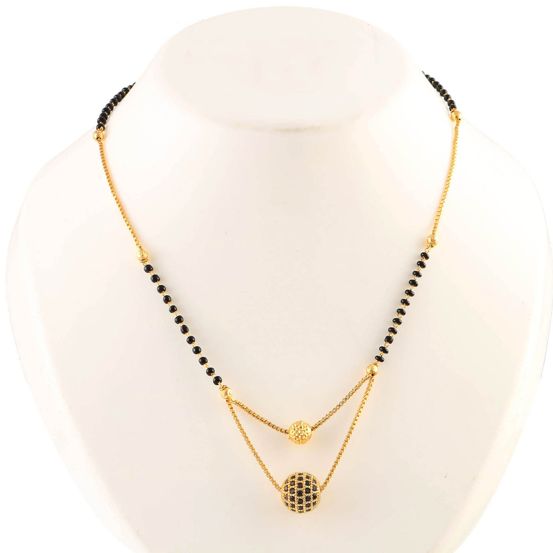 Gold Plated Black Beads Mangalsutra Women