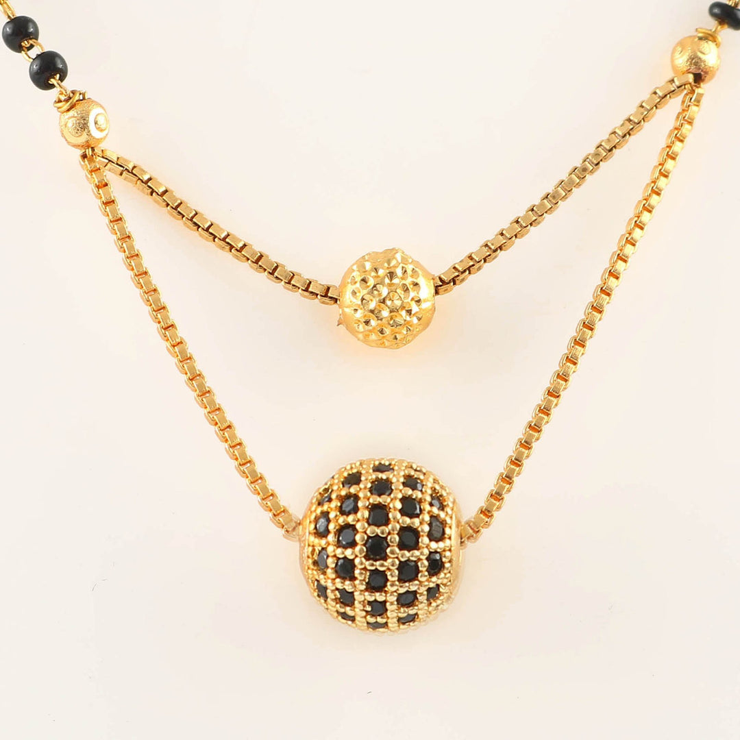Gold Plated Black Beads Mangalsutra Women