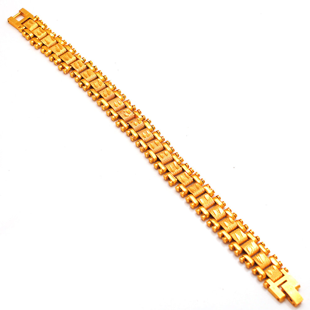 Gold Plated Textured Link Bracelet for Men