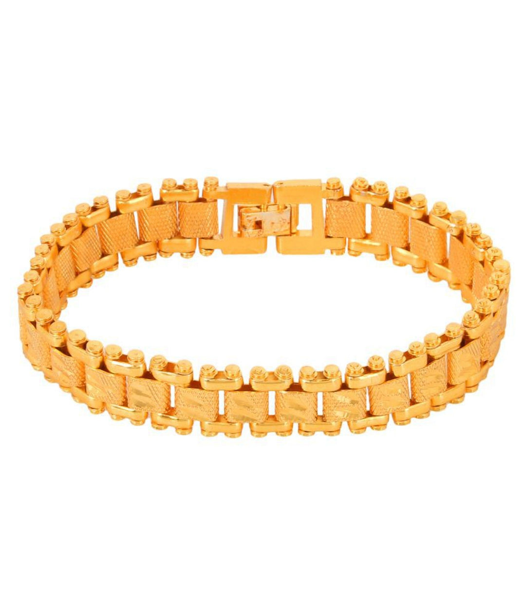 Gold Plated Textured Link Bracelet for Men