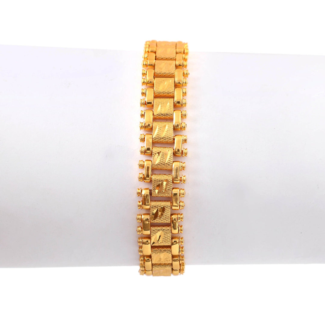 Gold Plated Textured Link Bracelet for Men