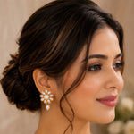 Load image into Gallery viewer, White Floral Studs Earrings
