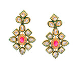 Load image into Gallery viewer, Gold-Plated &amp; White Kundan Stone-Studded Pearl Beaded Jewellery Set
