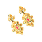 Load image into Gallery viewer, Gold-Plated &amp; White Kundan Stone-Studded Pearl Beaded Jewellery Set
