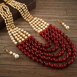 Load image into Gallery viewer, Multi String Five Layered Handmade Beaded Long Necklace Set
