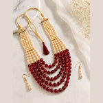 Load image into Gallery viewer, Multi String Five Layered Handmade Beaded Long Necklace Set
