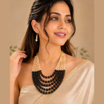 Load image into Gallery viewer, Multi String Five Layered Handmade Beaded Long Necklace Set
