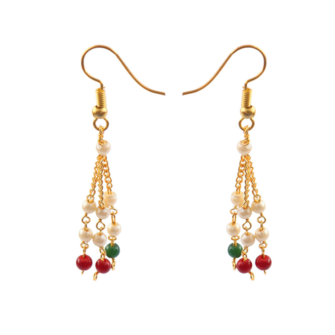 Multicolor Multi String Five Layered Handmade Beaded Long Necklace Set