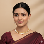 Load image into Gallery viewer, Gold-Plated White Pearl Beaded Jewellery Set
